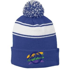 Old Row Mardi Gras Circle Logo Great Gift Stripe Pom Pom Beanie