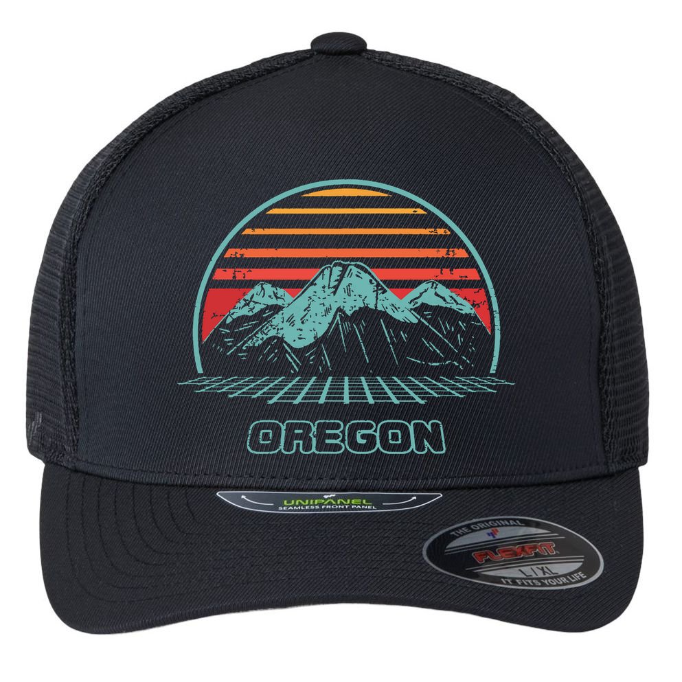 Oregon Retro Mountain Hiking 80s Style Flexfit Unipanel Trucker Cap
