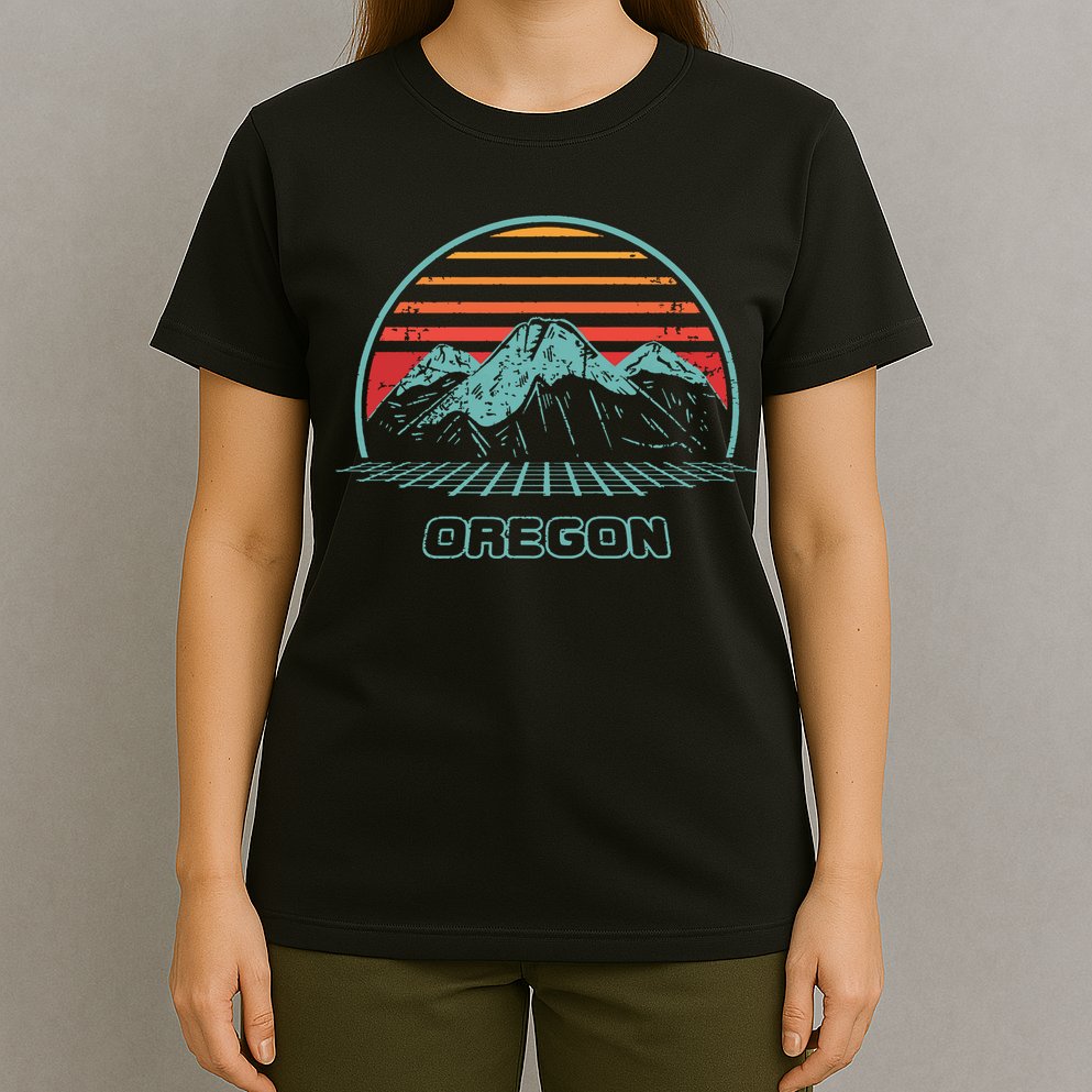 Oregon Retro Mountain Hiking 80s Style T-Shirt