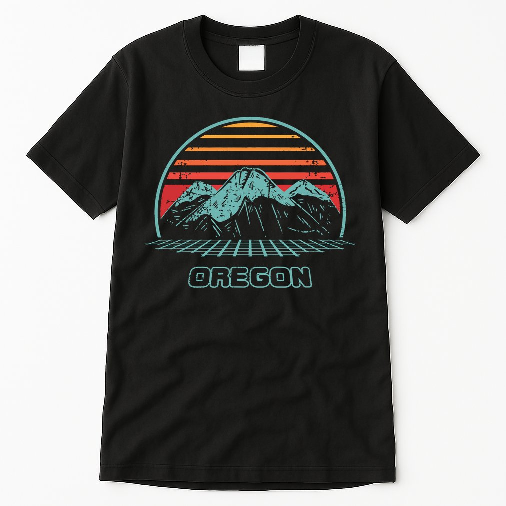 Oregon Retro Mountain Hiking 80s Style Tall T-Shirt