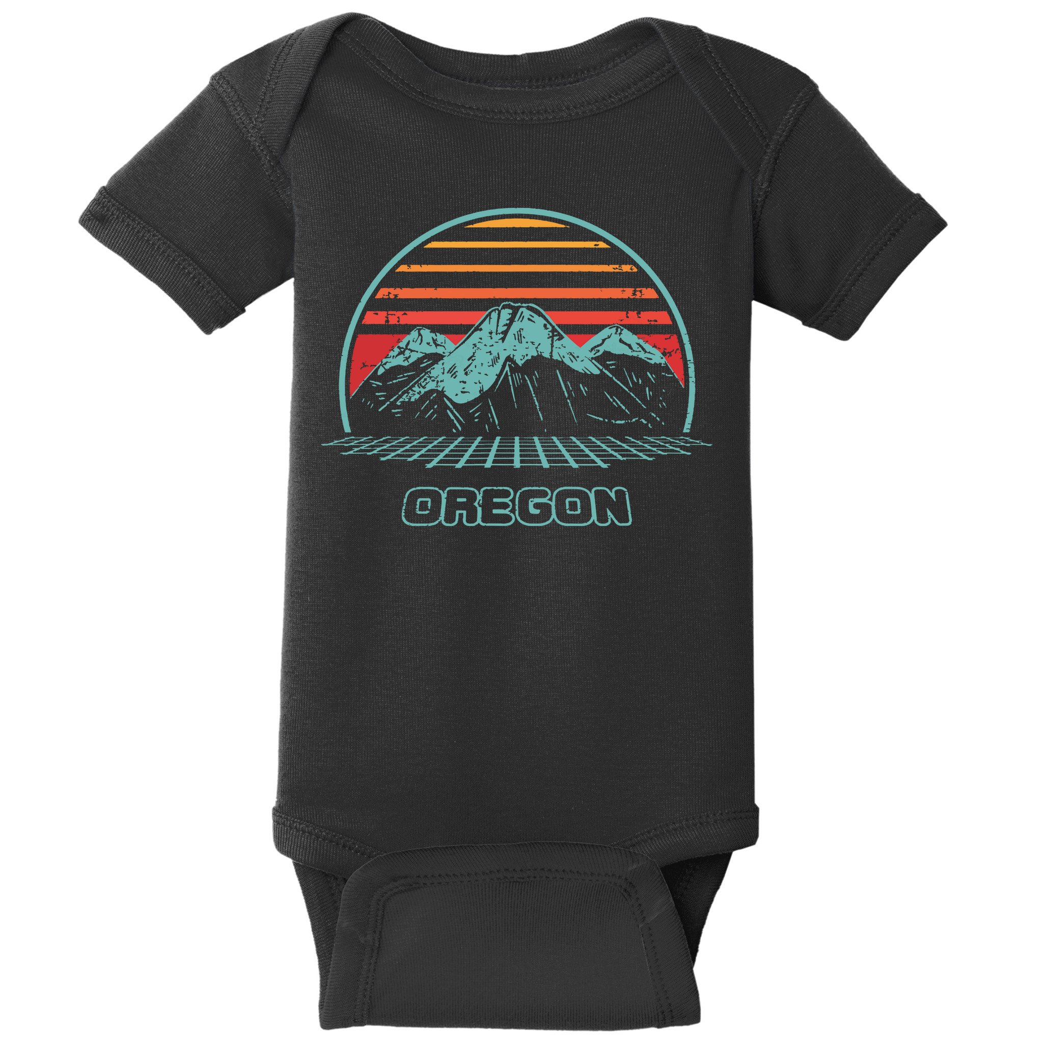 Oregon Retro Mountain Hiking 80s Style Baby Bodysuit