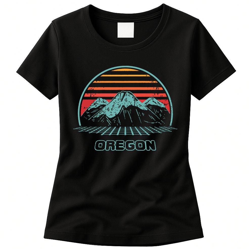 Oregon Retro Mountain Hiking 80s Style Womens T-Shirt