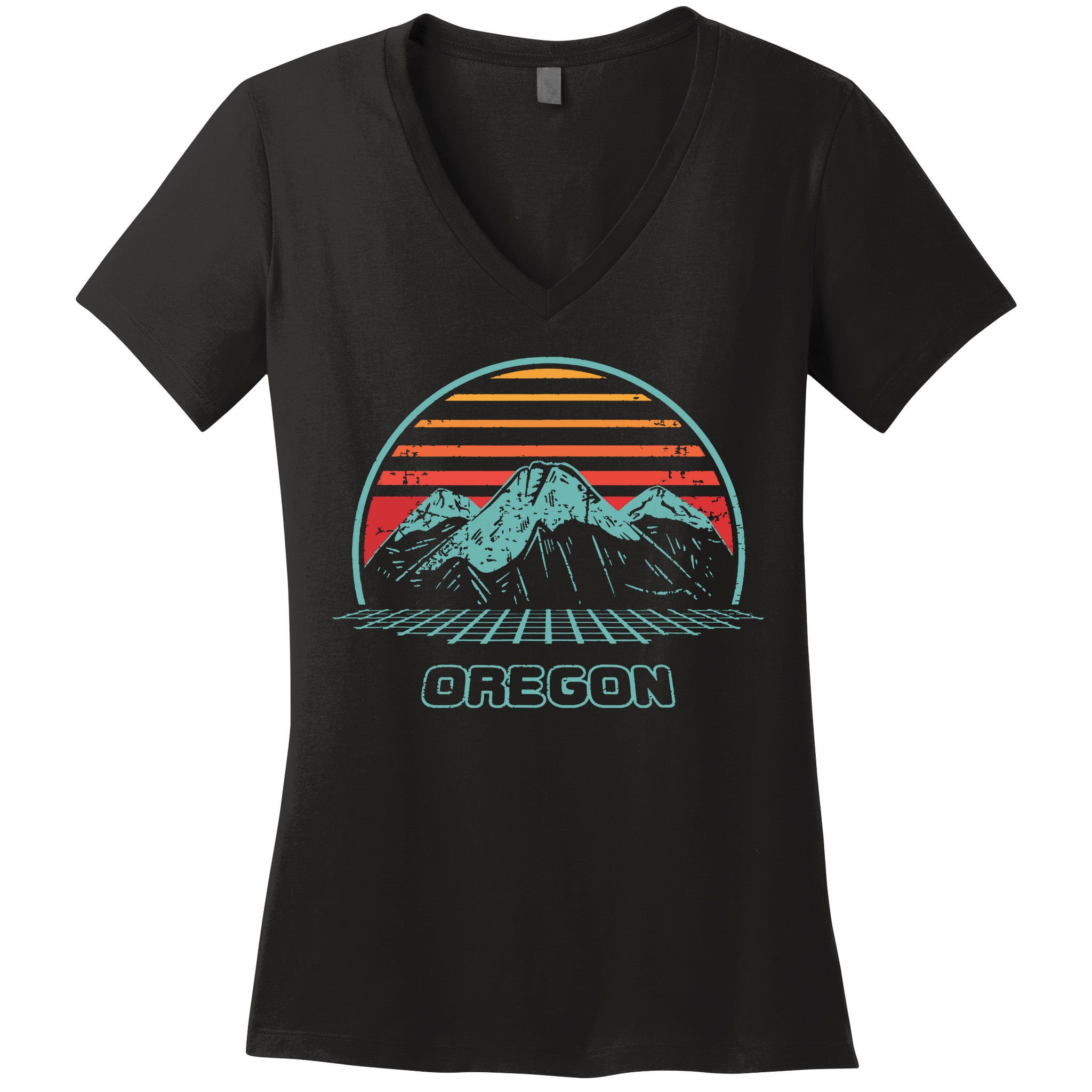 Oregon Retro Mountain Hiking 80s Style Women's V-Neck T-Shirt