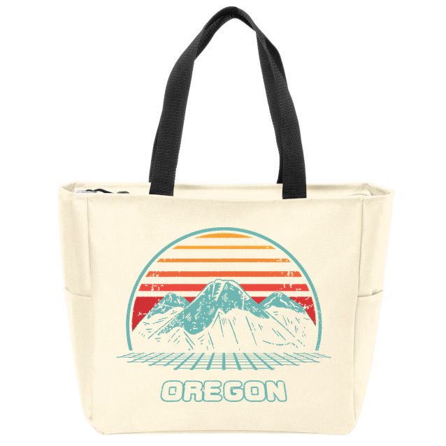 Oregon Retro Mountain Hiking 80s Style Zip Tote Bag