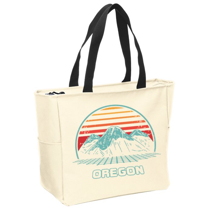Oregon Retro Mountain Hiking 80s Style Zip Tote Bag