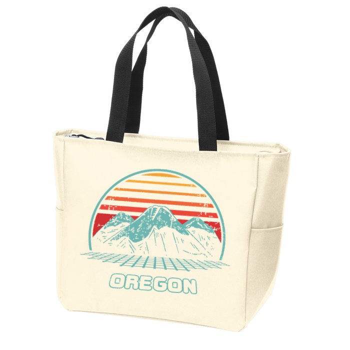 Oregon Retro Mountain Hiking 80s Style Zip Tote Bag