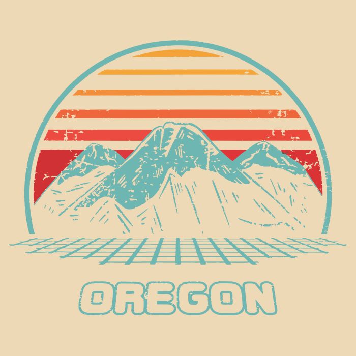 Oregon Retro Mountain Hiking 80s Style Zip Tote Bag