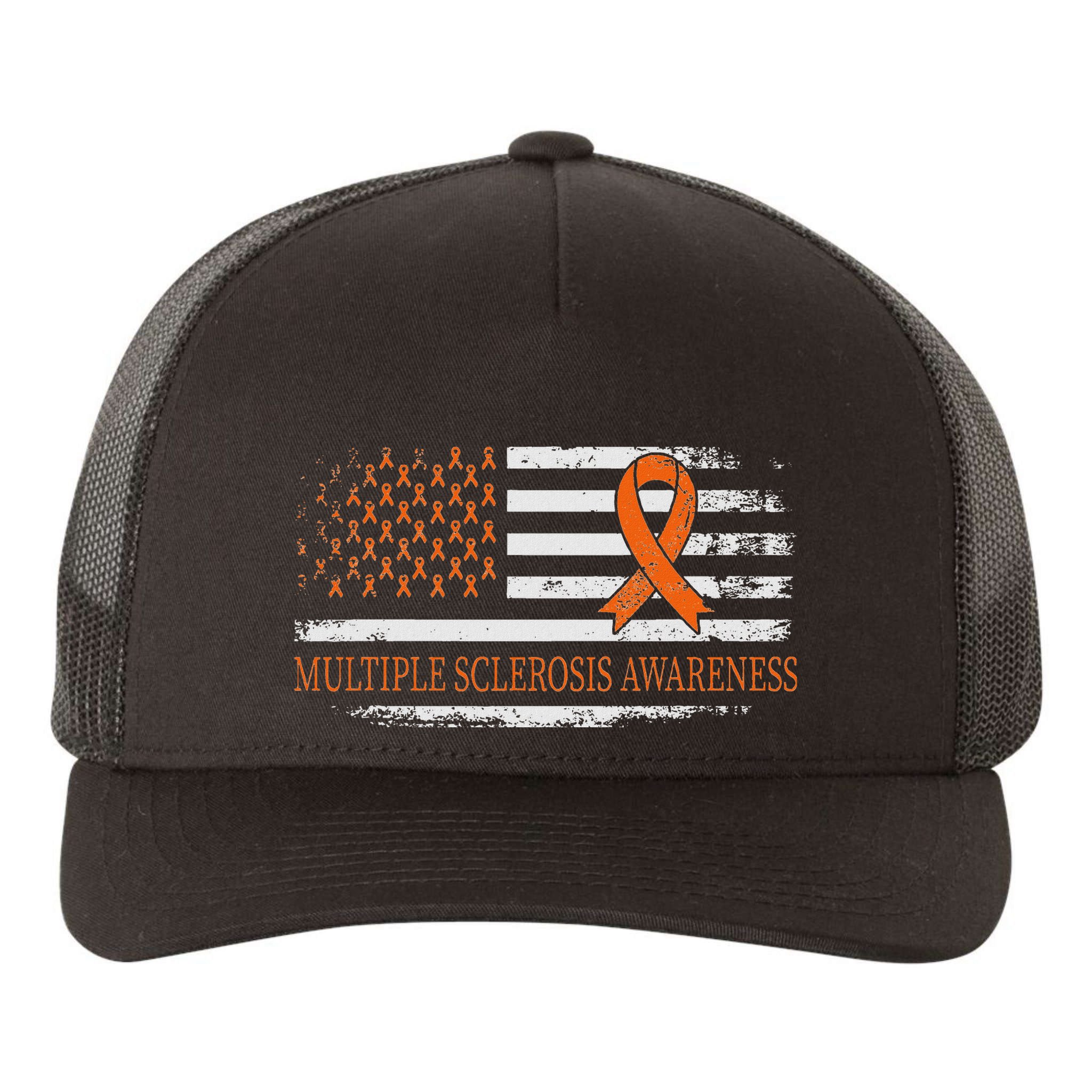 Orange Ribbon Ms Multible Sclerosis Awareness Yupoong Adult 5-Panel Trucker Hat