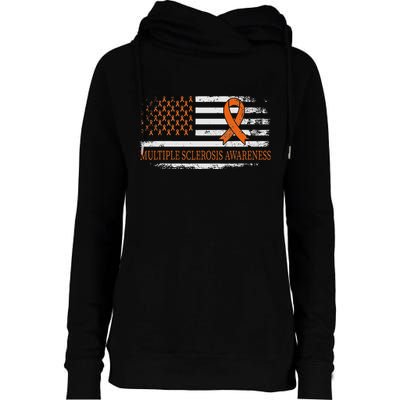 Orange Ribbon Ms Multible Sclerosis Awareness Womens Funnel Neck Pullover Hood