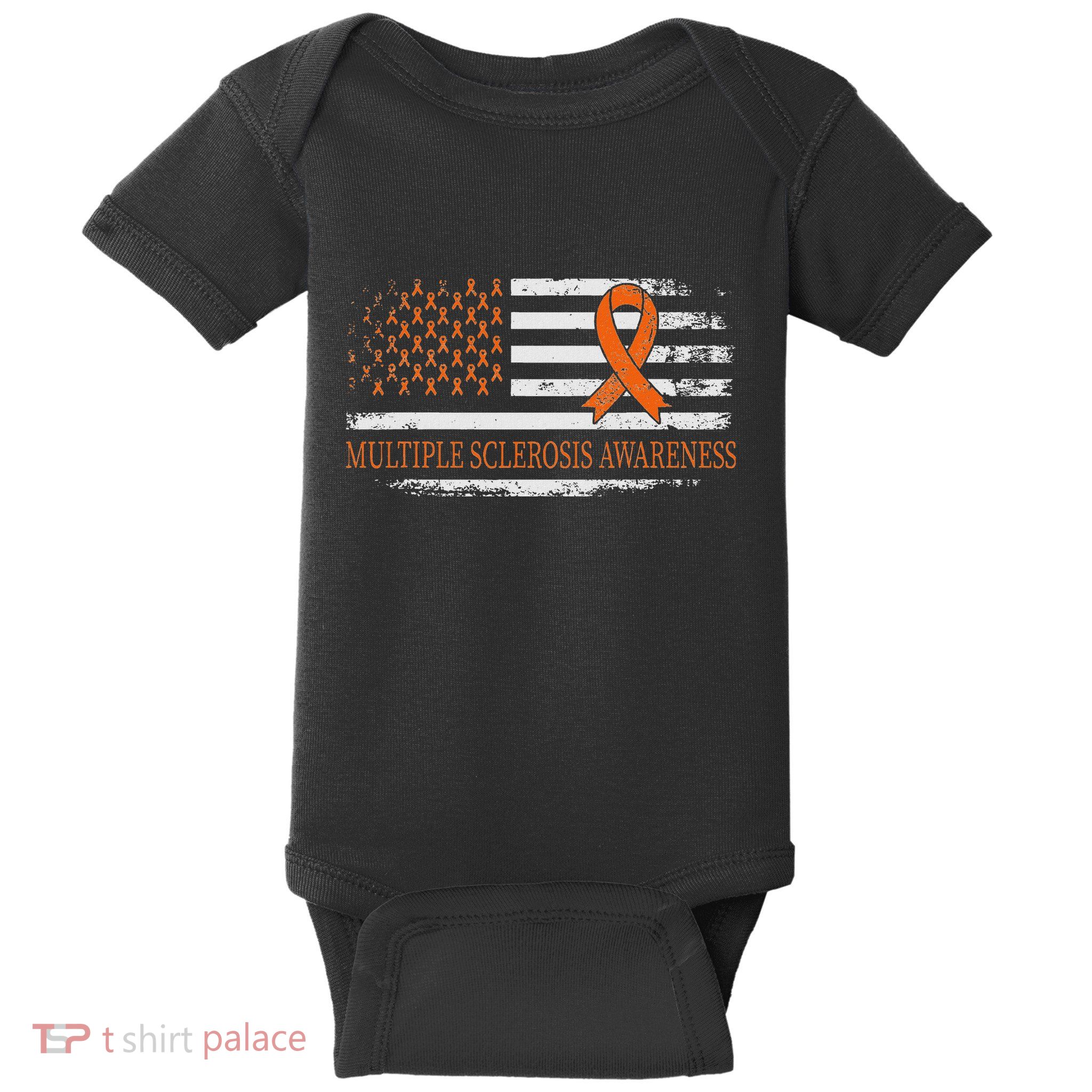 Orange Ribbon Ms Multible Sclerosis Awareness Baby Bodysuit