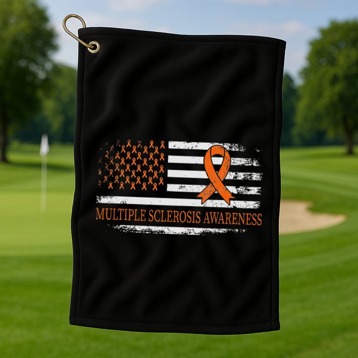 Orange Ribbon Ms Multible Sclerosis Awareness Golf Towel