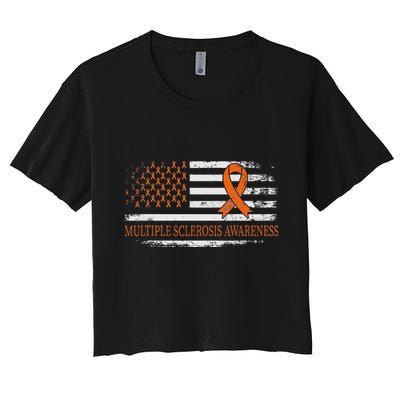Orange Ribbon Ms Multible Sclerosis Awareness Crop Top
