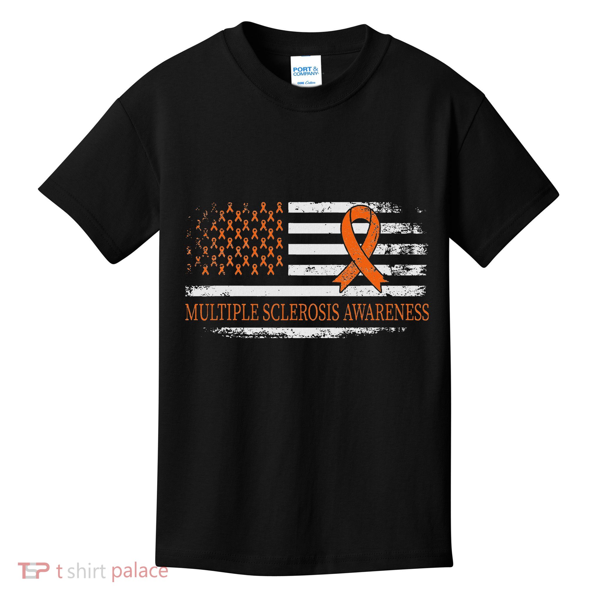Orange Ribbon Ms Multible Sclerosis Awareness Kids T-Shirt