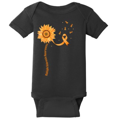 Orange Ribbon Multiple Sclerosis Awareness Baby Bodysuit
