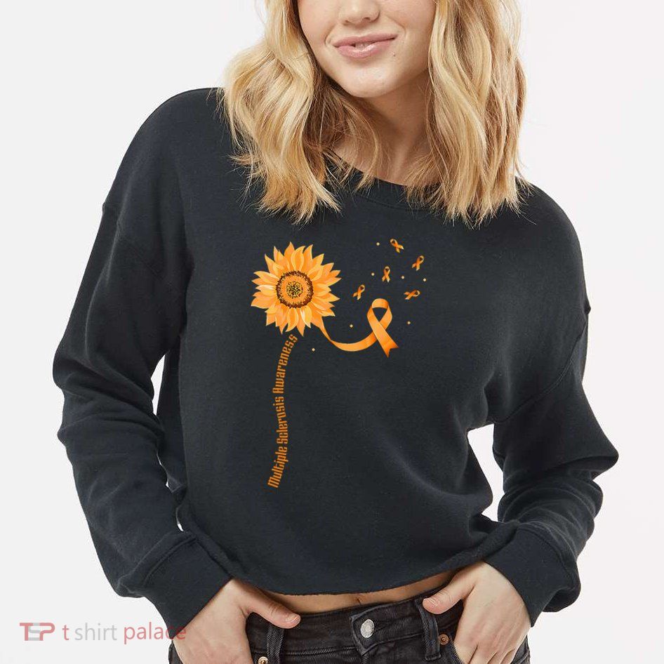 Orange Ribbon Multiple Sclerosis Awareness Cropped Pullover Crew