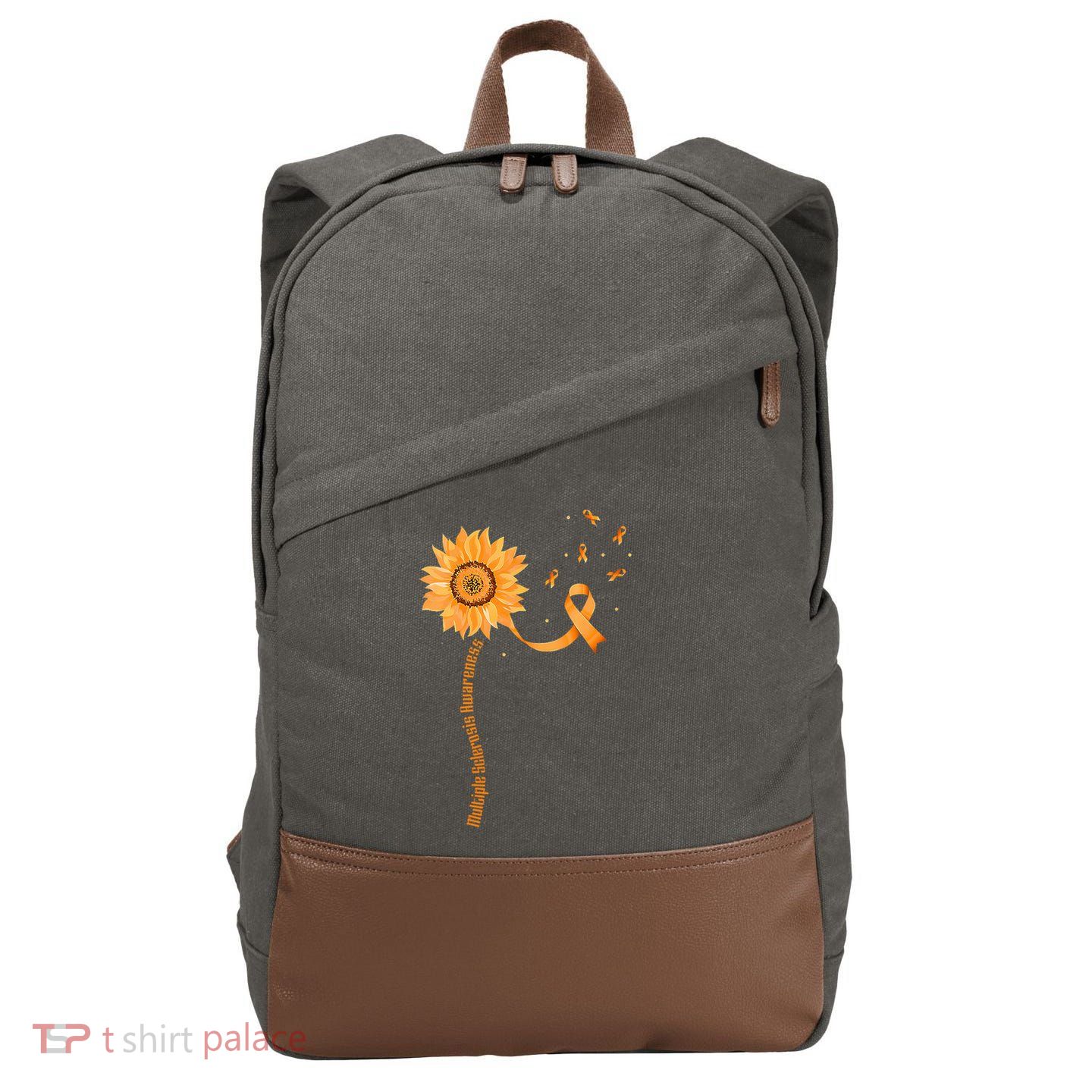 Orange Ribbon Multiple Sclerosis Awareness Cotton Canvas Backpack