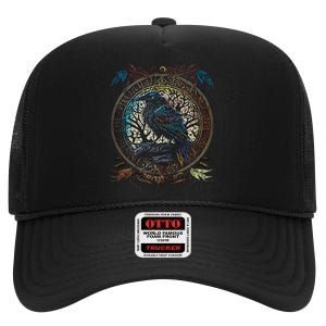 OdinS Raven Northman Valhalla Norse Mythology High Crown Mesh Back Trucker Hat