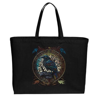 OdinS Raven Northman Valhalla Norse Mythology Cotton Canvas Jumbo Tote