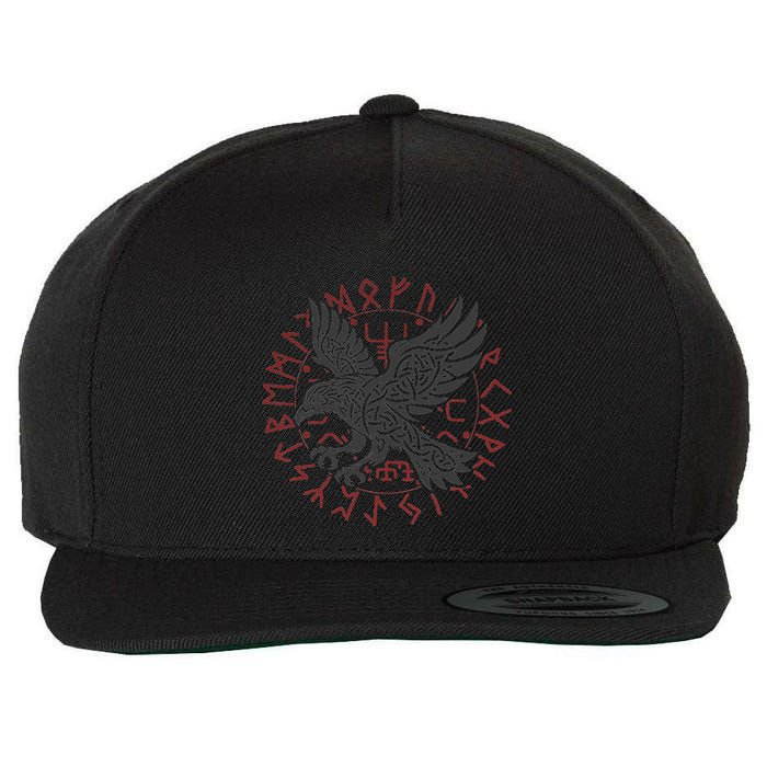 Odin’S Raven & Nordic Compass Wool Snapback Cap