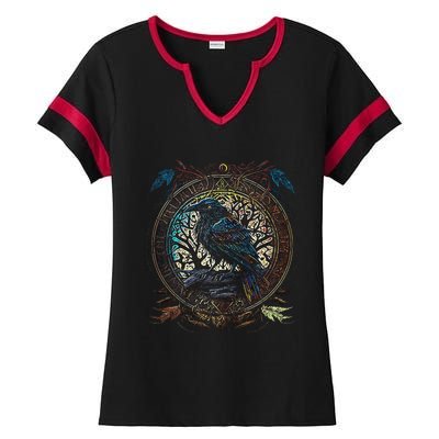 OdinS Raven Northman Valhalla Norse Mythology Ladies Halftime Notch Neck Tee