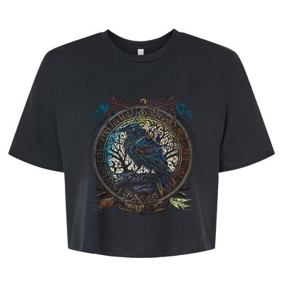 OdinS Raven Northman Valhalla Norse Mythology Bella+Canvas Jersey Crop Tee