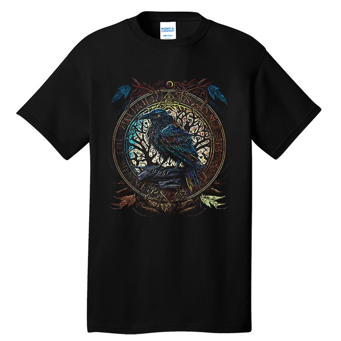 OdinS Raven Northman Valhalla Norse Mythology Tall T-Shirt