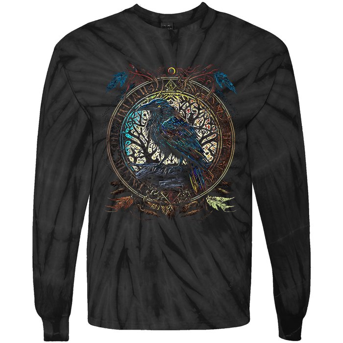 OdinS Raven Northman Valhalla Norse Mythology Tie-Dye Long Sleeve Shirt