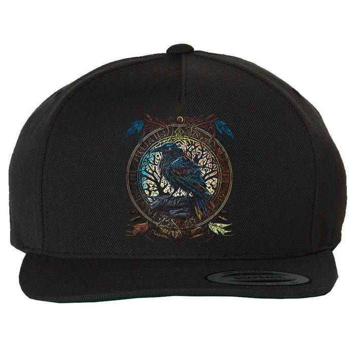 OdinS Raven Northman Valhalla Norse Mythology Wool Snapback Cap