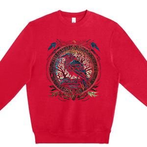 OdinS Raven Northman Valhalla Norse Mythology Premium Crewneck Sweatshirt