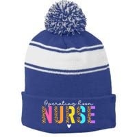 Operating Room Nurse Leopard Or Nurse Perioperative Nursing Gift Stripe Pom Pom Beanie