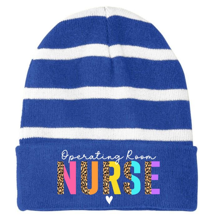 Operating Room Nurse Leopard Or Nurse Perioperative Nursing Gift Striped Beanie with Solid Band