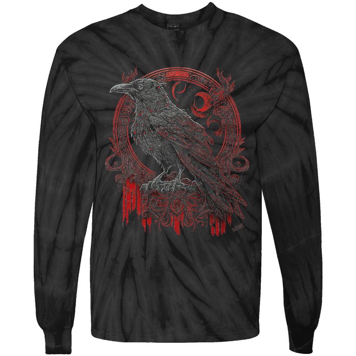 Odins Raven Northman Valhalla Norse Mythology Tie-Dye Long Sleeve Shirt