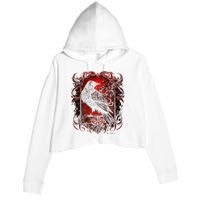 Odins Raven Northman Valhalla Norse Mythology Crop Fleece Hoodie