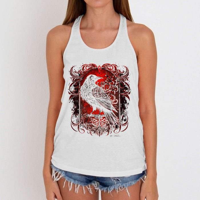 Odins Raven Northman Valhalla Norse Mythology Women's Knotted Racerback Tank