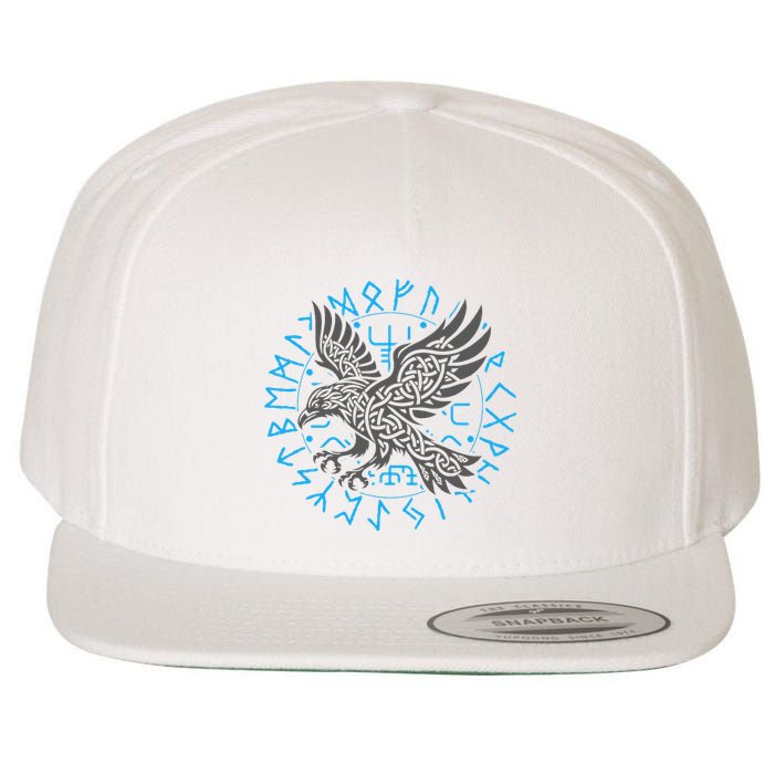 Odin’S Raven & Nordic Compass Wool Snapback Cap