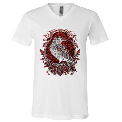 Odins Raven Northman Valhalla Norse Mythology V-Neck T-Shirt