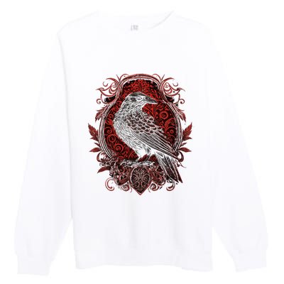 Odins Raven Northman Valhalla Norse Mythology Premium Crewneck Sweatshirt