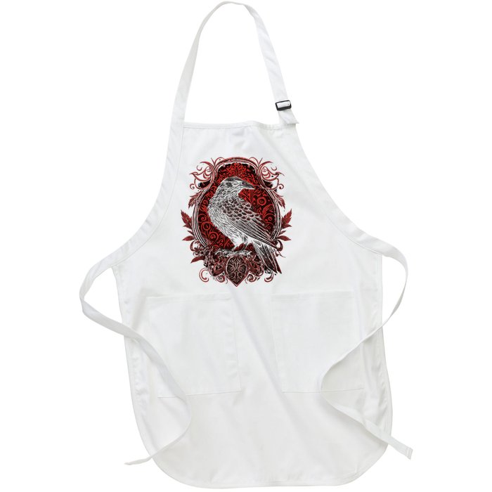 Odins Raven Northman Valhalla Norse Mythology Full-Length Apron With Pockets