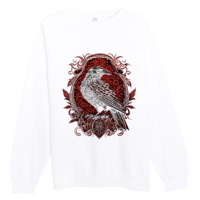 Odins Raven Northman Valhalla Norse Mythology Premium Crewneck Sweatshirt