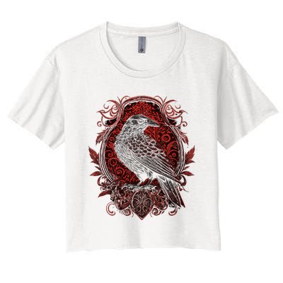 Odins Raven Northman Valhalla Norse Mythology Women's Crop Top Tee