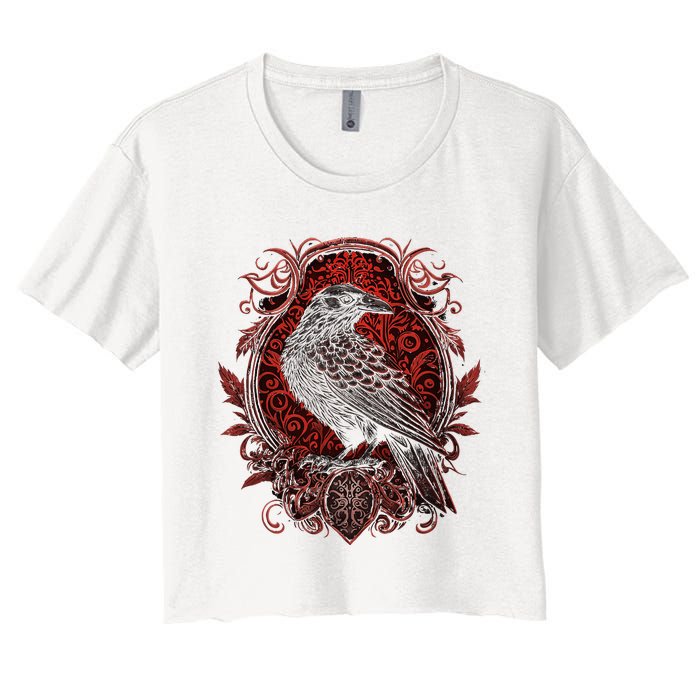 Odins Raven Northman Valhalla Norse Mythology Women's Crop Top Tee