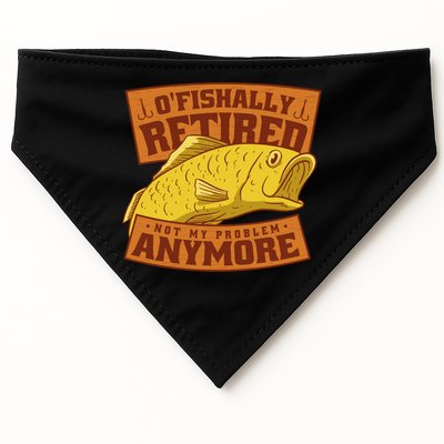 O'fishally Retired Not My Problem Anymore Funny Fishing Meme Cool Gift USA-Made Doggie Bandana
