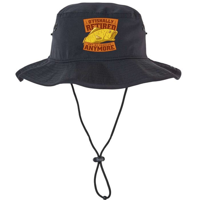 O'fishally Retired Not My Problem Anymore Funny Fishing Meme Cool Gift Bucket Hat