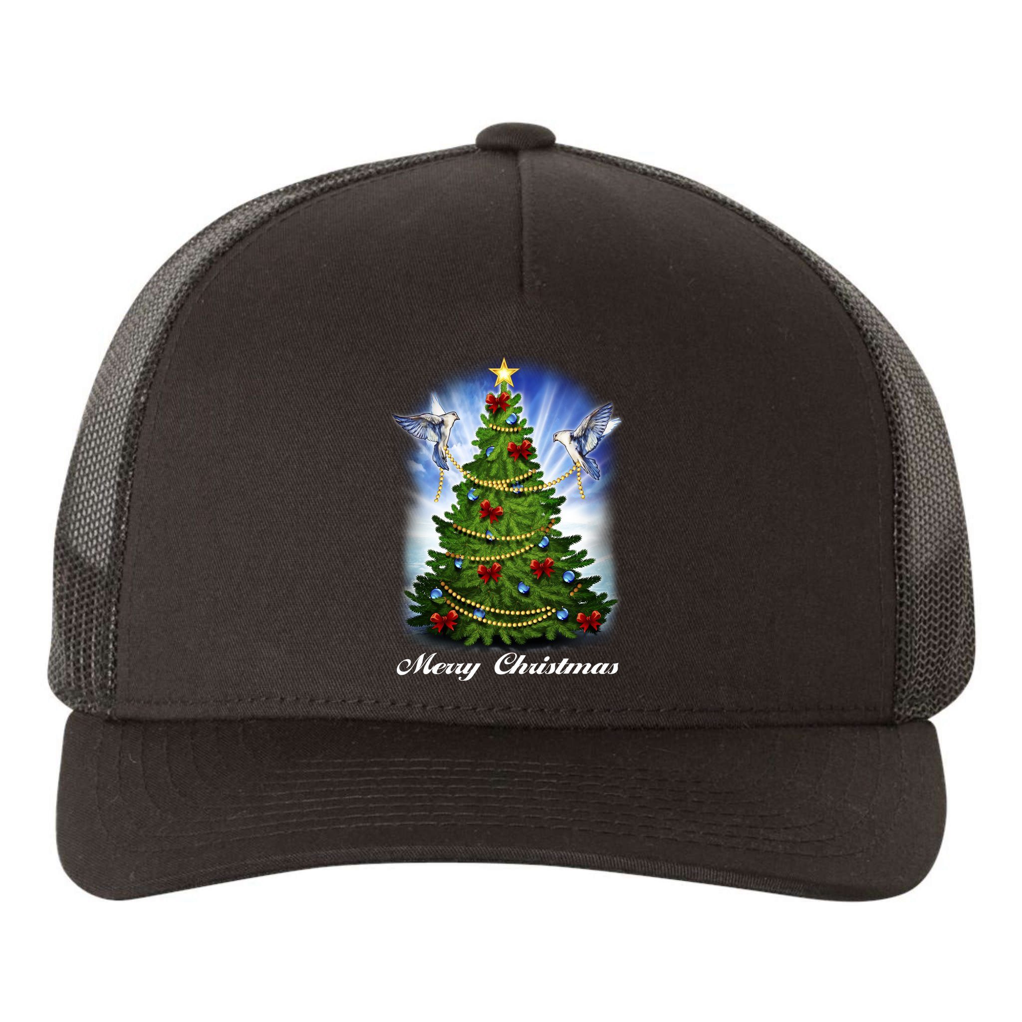 Ornament Merry Christmas Tree Yupoong Adult 5-Panel Trucker Hat