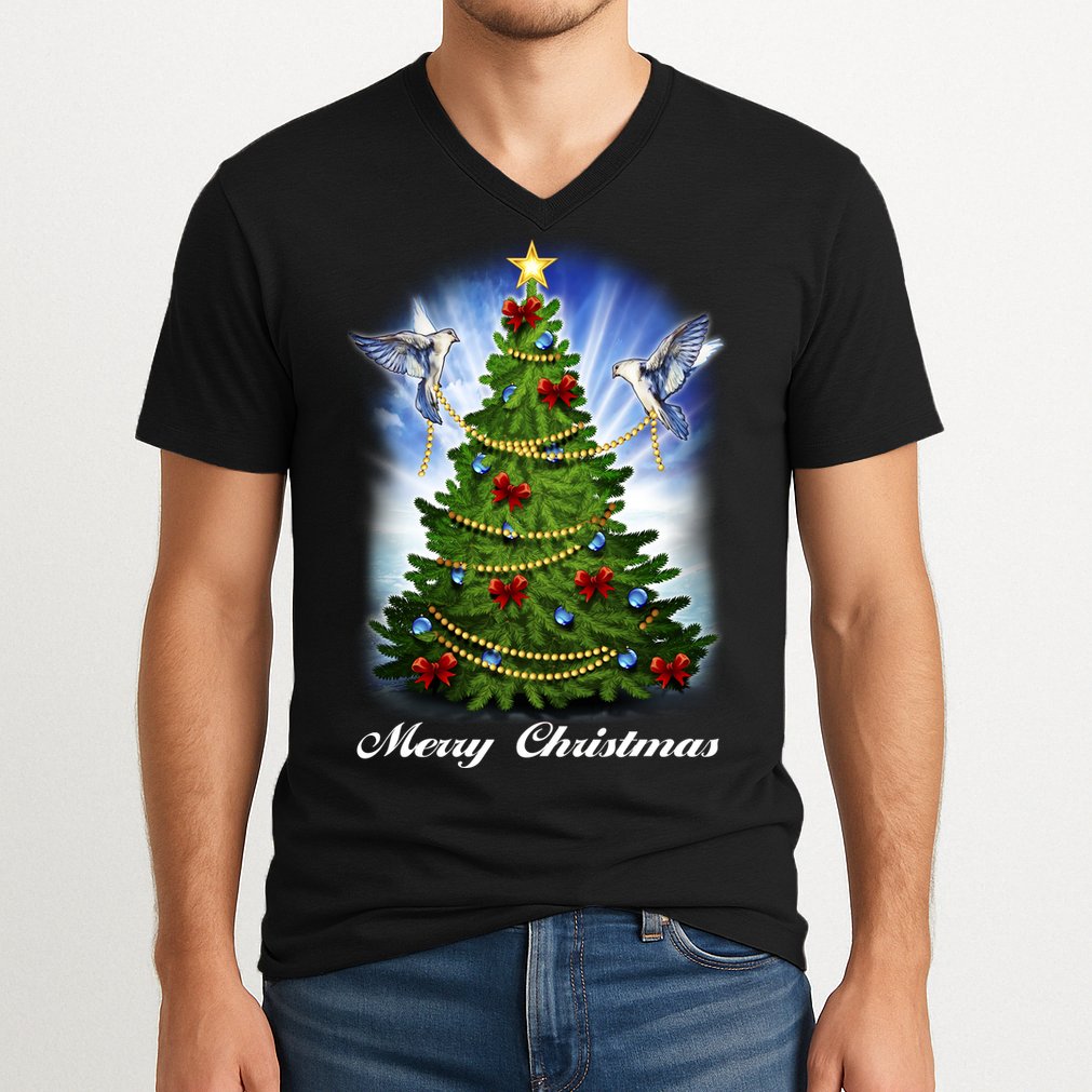 Ornament Merry Christmas Tree V-Neck T-Shirt