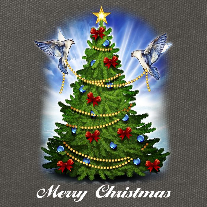 Ornament Merry Christmas Tree Cotton Canvas Backpack