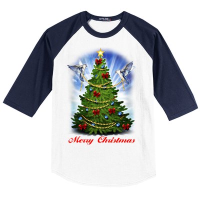 Ornament Merry Christmas Tree Baseball Sleeve Shirt