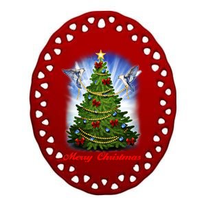 Ornament Merry Christmas Tree Ceramic Oval Ornament