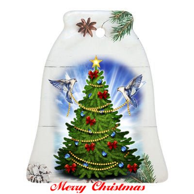 Ornament Merry Christmas Tree Ceramic Bell Ornament