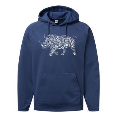 Ornamental Rhino Performance Fleece Hoodie